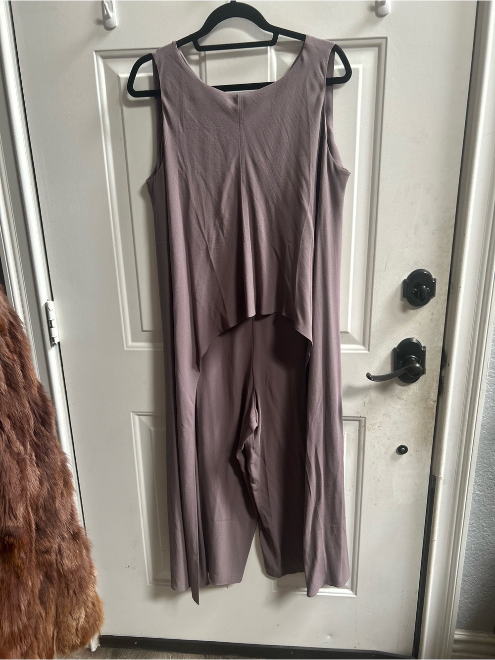 Eileen Fisher Layered Bateau Silk Georgette Crepe Jumpsuit in Luna color
